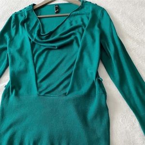 Green Draped Neck Sweater